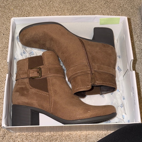 croft & barrow Shoes - croft & barrow Brown Suede Ankle Booties with Buckle
